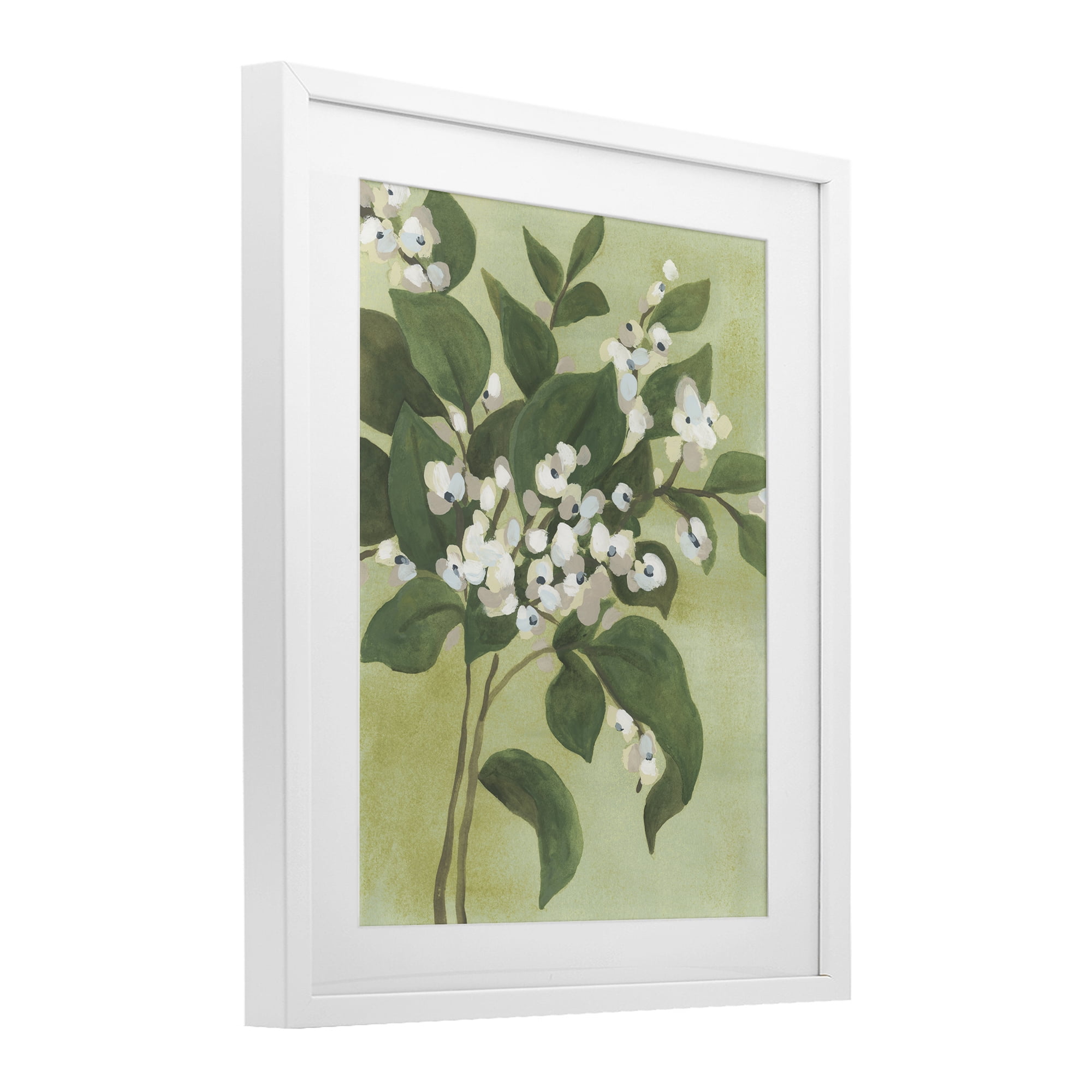 Stupell Industries Verdant Branch Blossoms White Framed Print Under Glass, design by June Erica Vess