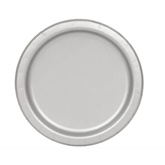 Paper Plates, 7 in, Silver, 20ct