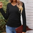 thumbnail image 4 of Makaor Lightweight Long Sleeve Tops for Women V Neck Shirts Solid Color Pullover Tees Casual Outfits Clothes, 4 of 5