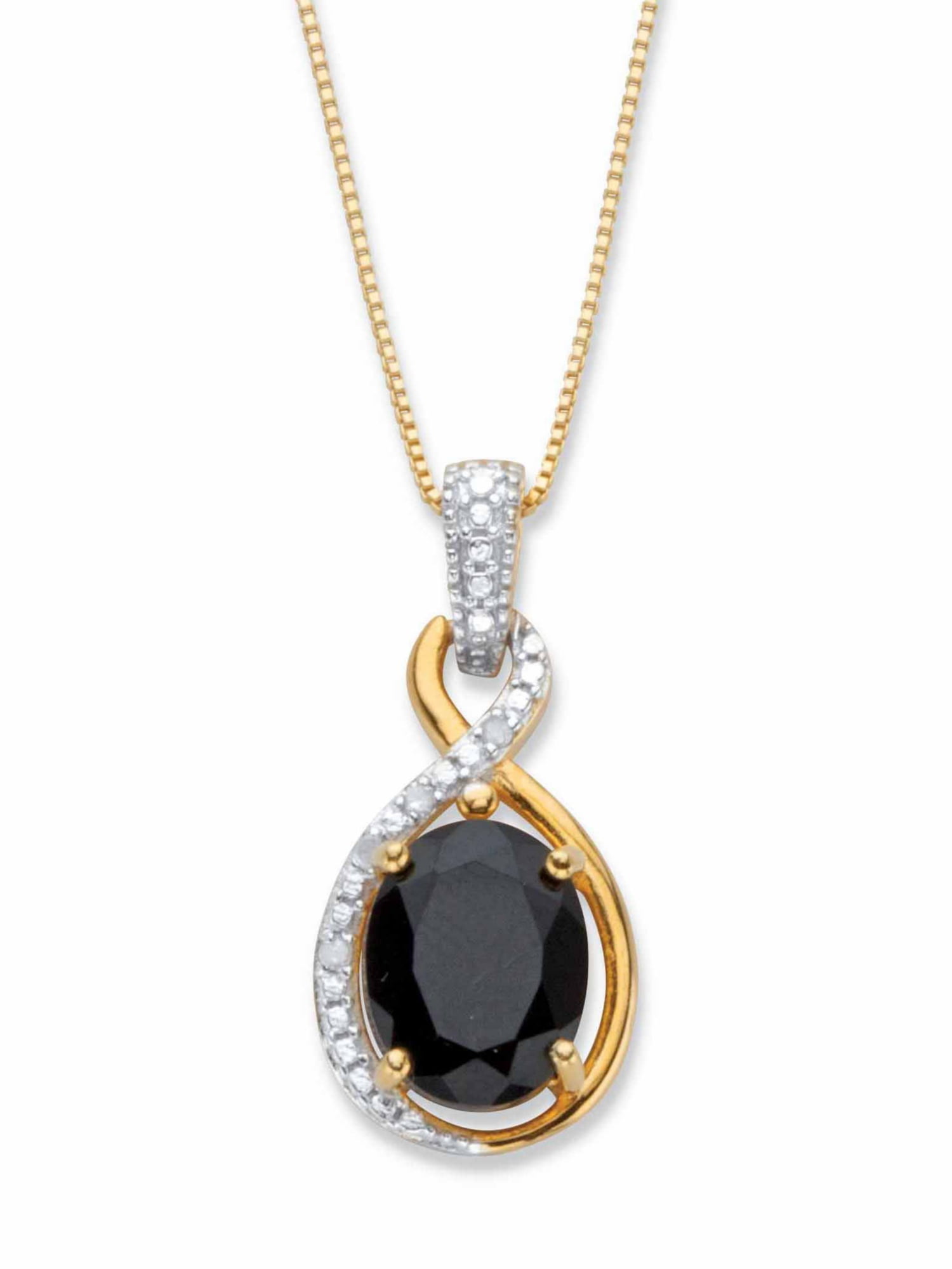 PalmBeach Jewelry OvalCut Genuine Black Onyx and Diamond Accent TwoTone 18k Gold over