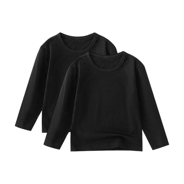 T-Shirt à Manches Longues Unisexe pour Garçons et Filles, Col Ras du Cou, 2 Paquets, alternative à Manches Courtes