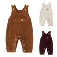 thumbnail image 4 of Yammkia Baby Denim Overall Toddler Soft Cute Workwear Bib Pants Jeans Jumpsuit 0-18M (Brown,6-12 Months), 4 of 7