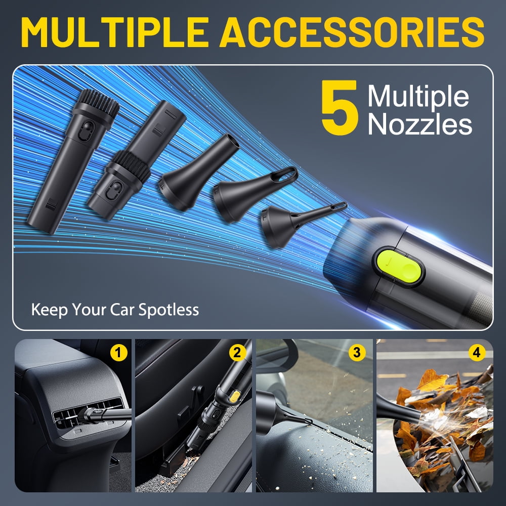 AUXITO Car Vacuum Cleaner Cordless, 14000pa 6000mAH High Power Long Endurance, Strong Suction Handheld Portable Car Vacuum for Car, Home, Office, Pet, Black & Yellow