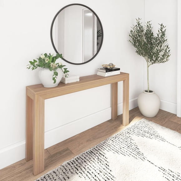 Plank+Beam Modern Solid Wood Console Table, 56 Inch, Sofa Table, Narrow Entryway Table for Hallway, Behind The Couch, Living Room, Foyer, Easy Assembly, Blonde