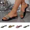 thumbnail image 1 of FRSASU Women's Flat Sandals Rhinestone Beach Sandals Fashion Soft Summer Beach Dressy Slide Slip Purple, 1 of 7