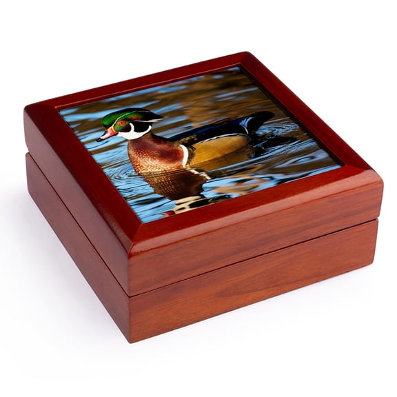 3dRose, The wood duck or Carolina duck, Jewelry Box 5.5x5.5 inch with 4 inch tile