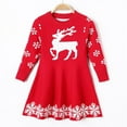 thumbnail image 3 of Little Girls Christmas Dress Reindeer Snowflake Xmas Gifts Winter Knit Sweater Dresses, 3 of 6