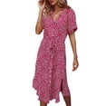 thumbnail image 2 of ITFABS Women's Button Midi Dress, Short Sleeve Floral Print Shirt Dress, 2 of 8