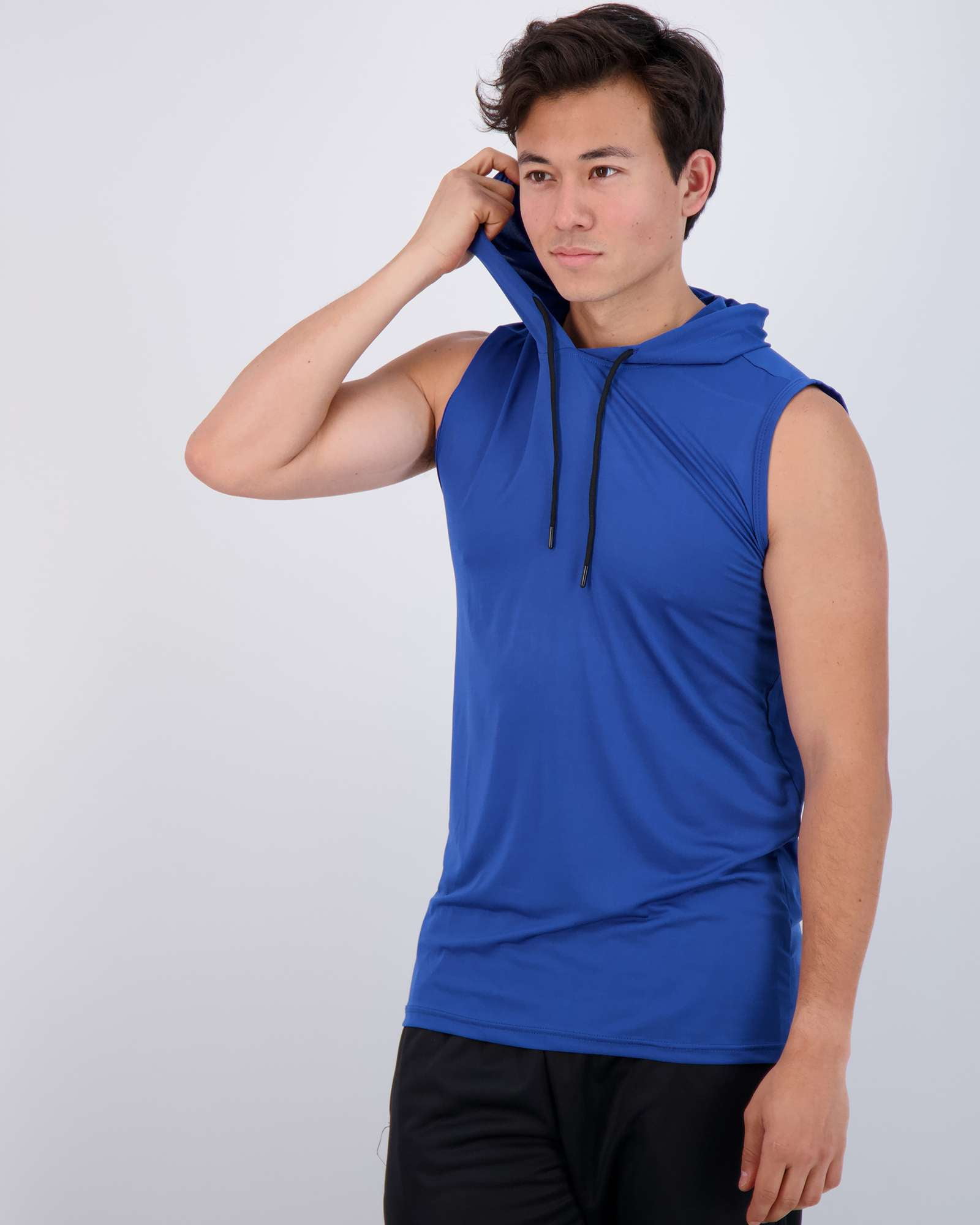 Real Essentials 3 Pack: Mens Dry-Fit Active Hooded Tank Top - Workout Sleeveless Hoodie Drawstring (Available in Big & Tall)