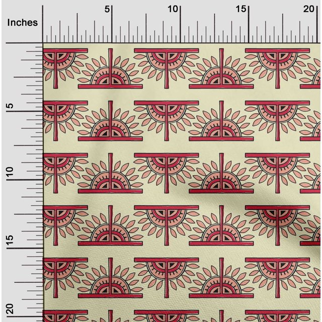oneOone Cotton Cambric Fabric Floral Block Print Fabric By Yard 56 Inch Wide