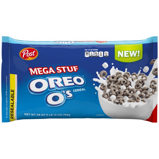 Post, Oreo O's Breakfast Cereal, Mega Stuf with Marshmallows, 28 Oz Bag