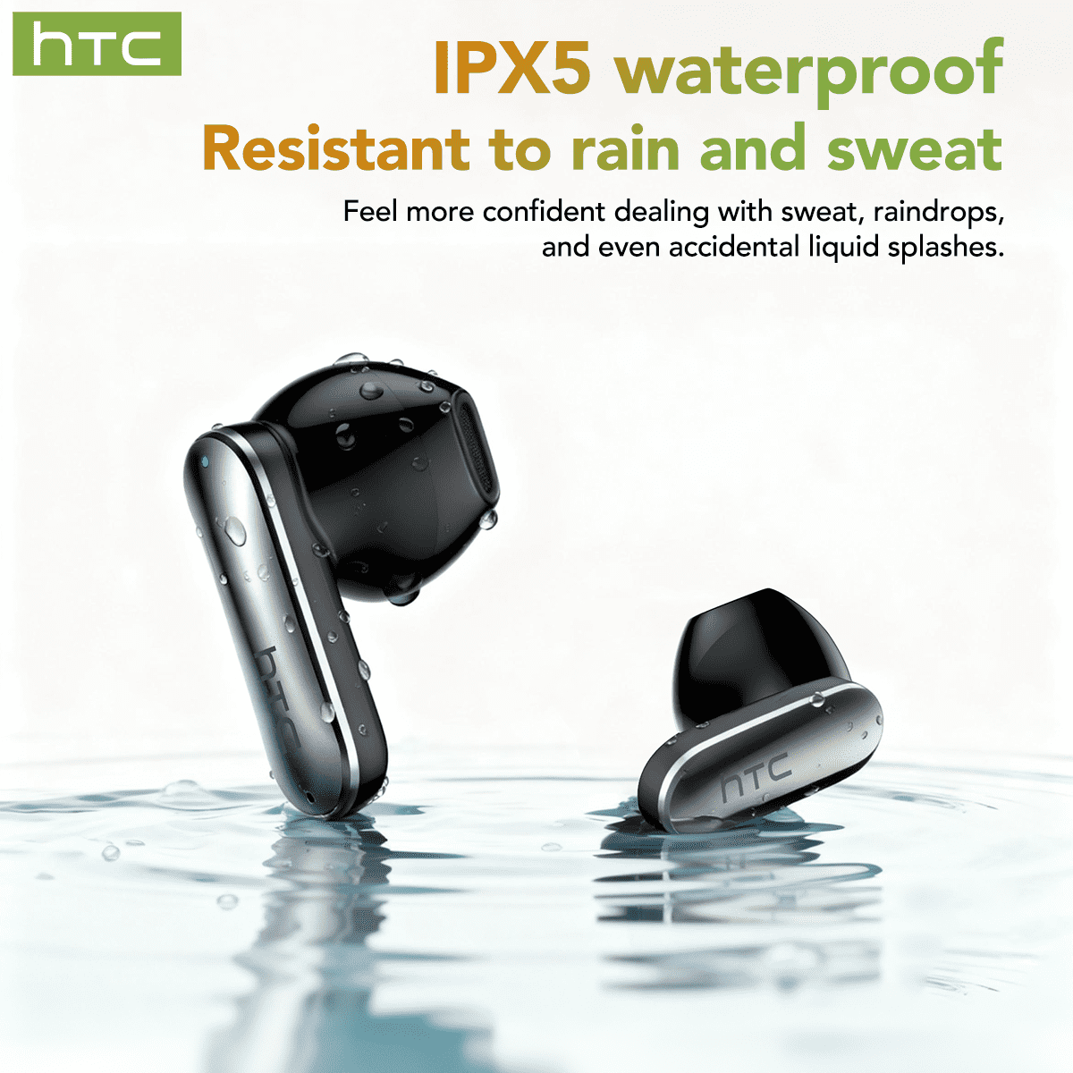HTC NE48 AI Translation Wireless Earbuds with Smart Touch Screen Case, Bluetooth 6.0 Noise Cancelling, 130+ Languages, IPX5 Waterproof, White