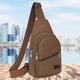 thumbnail image 3 of Mens Crossbody Messenger Bag: Bolsa de hombro con cremallera para teléfono para trabajo / viaje, bolso de pecho a prueba de agua de moda marrón, 3 of 6