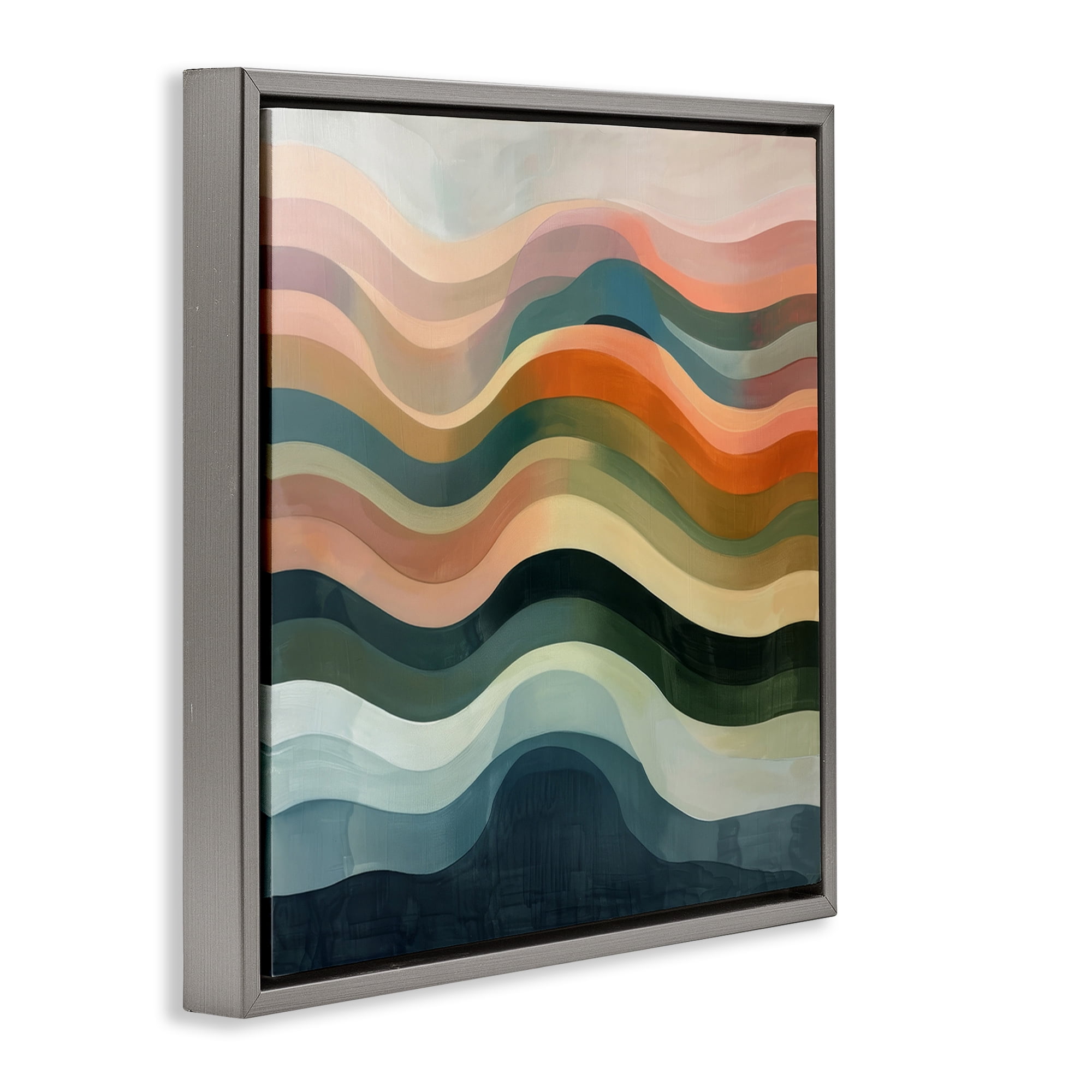 Stupell Industries Fluid Dynamics Pattern Abstract Painting Gray Floater Framed Canvas Art Print Wall Art, 18 x 18