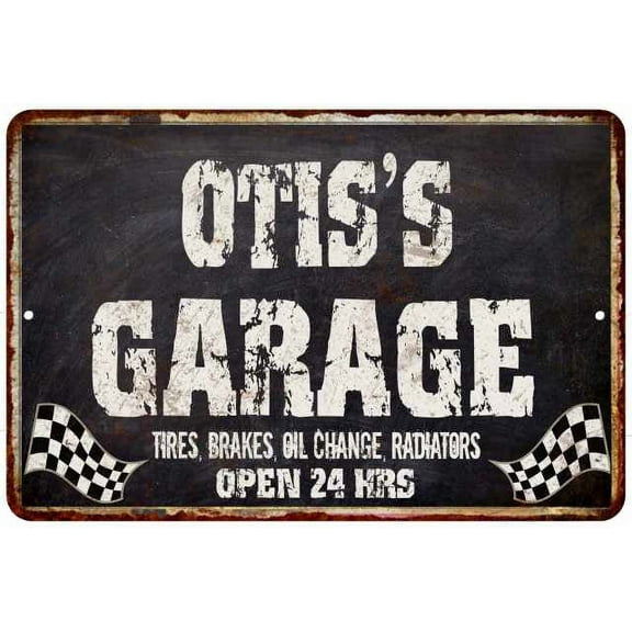 OTIS'S Garage Black Grunge Sign 8x12 Decor Gift 208120005099