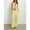 thumbnail image 3 of Musuos Women Summer Pants Outfits Stripe Tie-Up Halter Neck Backless Sleeveless Tank Tops Wide-Leg Pants 2 Pieces Clothes Set, 3 of 5