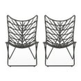 thumbnail image 3 of Noble House Broxon Wicker Outdoor Accent Chairs, Boho Style, Gray and Black (Set of 2), 3 of 11