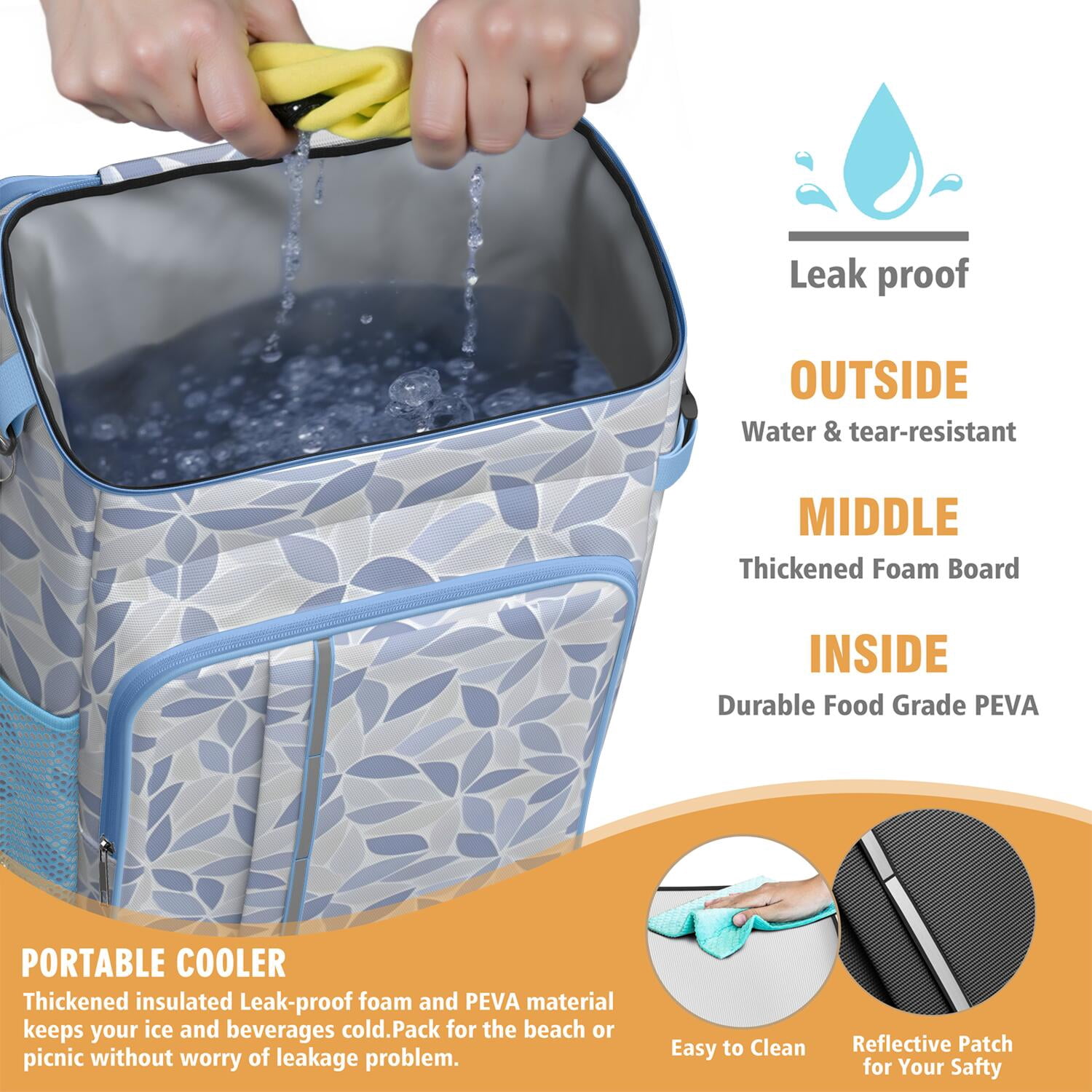 Travel Cooler Bag - Boho Bohemia Flower Camping Beer Cooler Backpack with Bottle Opener- Waterproof Insulated Picnic Backpacks - Cooler Bag for Beach