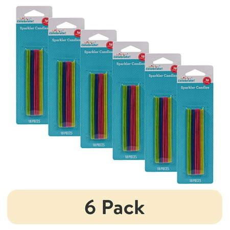 (6 pack) Multicolor Sparkler Birthday Candles 18 Count by Way To Celebrate