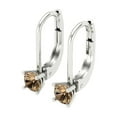thumbnail image 2 of 14K Solid Gold Lever Back Stud Earrings for Women | 0.2 cttw Round Cut Simulated Champagne Diamond | White Gold, 2 of 4