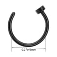 thumbnail image 4 of 2 pcs Unisex Surgical Titanium Steel Open Nose Ring Nose Piercing Stud 6mm (Black), 4 of 6