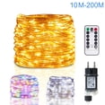 thumbnail image 2 of Guirnalda de luces LED de 100 m y 200 m con alambre plateado, guirnalda navideña para exteriores, hogar, árbol de Año Nuevo, decoración para bodas y fiestas, 2 of 5