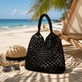 thumbnail image 4 of OCCOA Handmade Woven Beach Hollow Casual Handbag Large Capacity, Woven Tote Shoulder Bag for Summer Vacation, Boho Beach Accessory, Black, 4 of 7