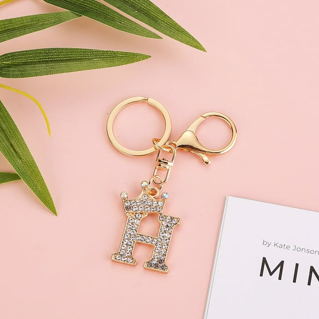 Stylish Metal Alphabet Letter Keychain Fashion Jewelry Accessory for Bags and Personal Items with Exquisite Encrusted Detailing