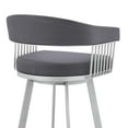 thumbnail image 3 of Armen Living Bronson 25" Slate Grey Faux Leather and Silver Metal Bar Stool, 3 of 11