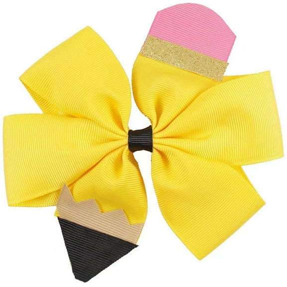 2 pack Pencil Girls Hair Bow Ponytail Holder Jumbo Hair Clips For Cheerleader Girls,Back to School Hair Bow Ponytail Holder