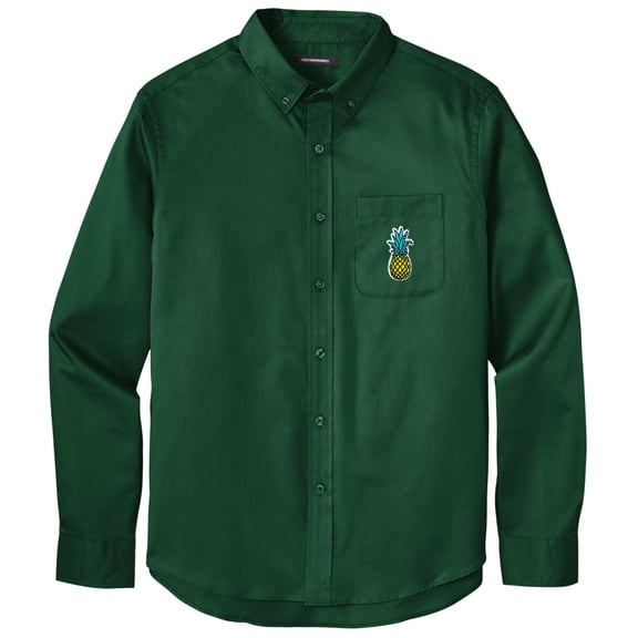 Men's PINEAPPLE PATCH Twill Shirt with Pocket, Medium Dark Green