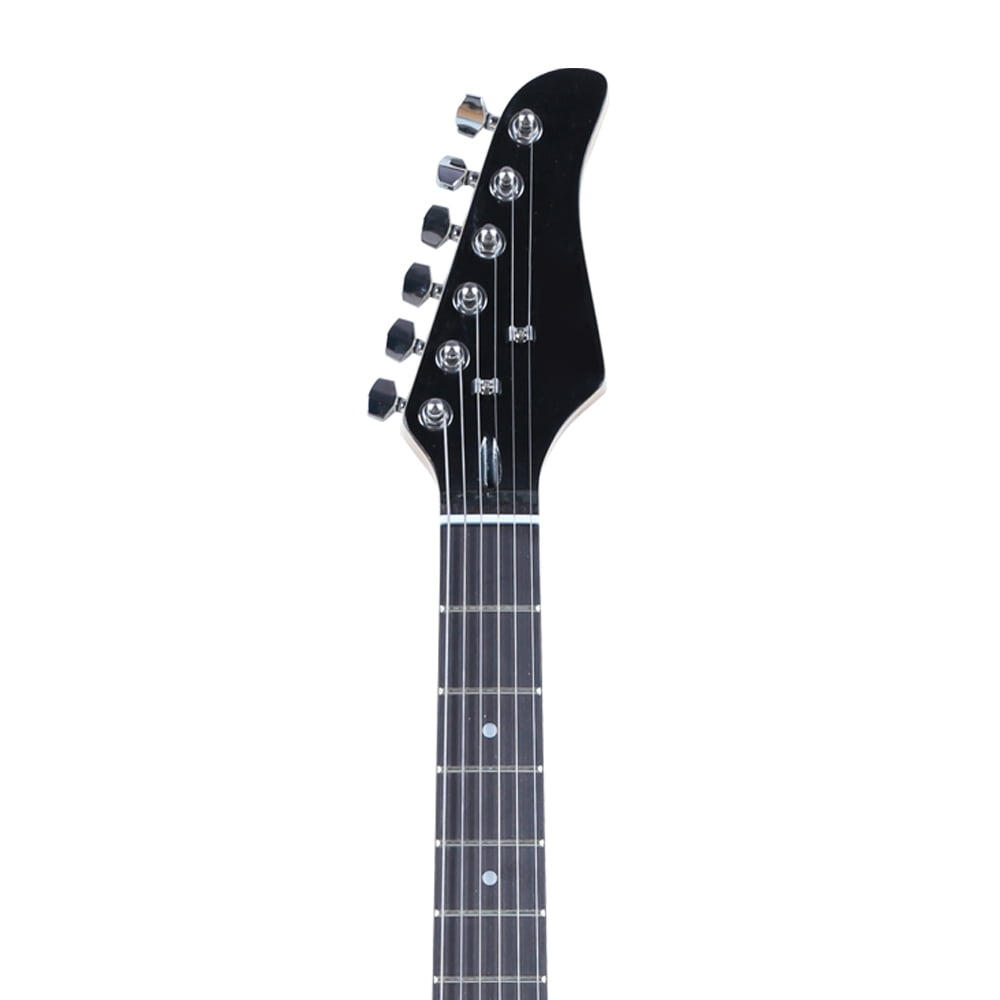 Tcbosik Electric Guitar with Strap, Bag, Plectrum, Power Wire, Tremolo Arm and Tools for Beginner, Lightning Style, Black & White