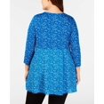 thumbnail image 4 of Alfani Women’s Plus Size Printed Woven-Back Tops, Navy, 2X, 4 of 7