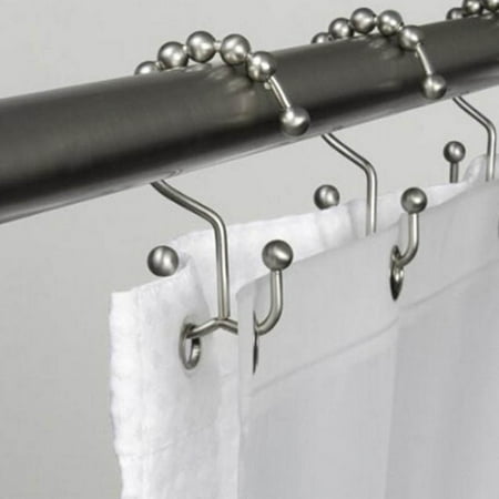 2 Pcs Metal Double Glide Bathroom Shower Curtain Hook Ring