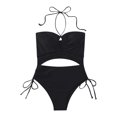 thumbnail image 4 of Fengqque Women's Sexy Print Halter Split Three-Piece High Waist Beachwear Set, 4 of 9