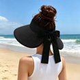 thumbnail image 6 of TFEOQRY Women's Straw Sun Visor Hat with Bow Back Detail UV Protection Wide Brim Summer Beach Ponytail Hat, 6 of 7
