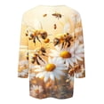 thumbnail image 4 of PEONAVET 3/5790 Length Sleeve Womens Tops, Ladies' Loose Casual Festival Round Neck Three Quarter Sleeve 3/4 Sleeve T-shirt, 4 of 5