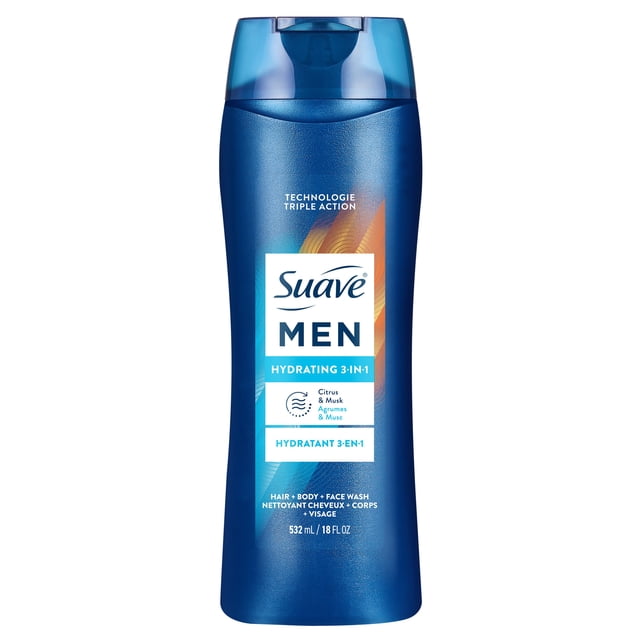 Suave Men 3 in 1 Mens Body Wash, Hair, Face and Body Wash, Body Soap for Hydrated Skin and Hair, With an All day Fresh Scent 532ml