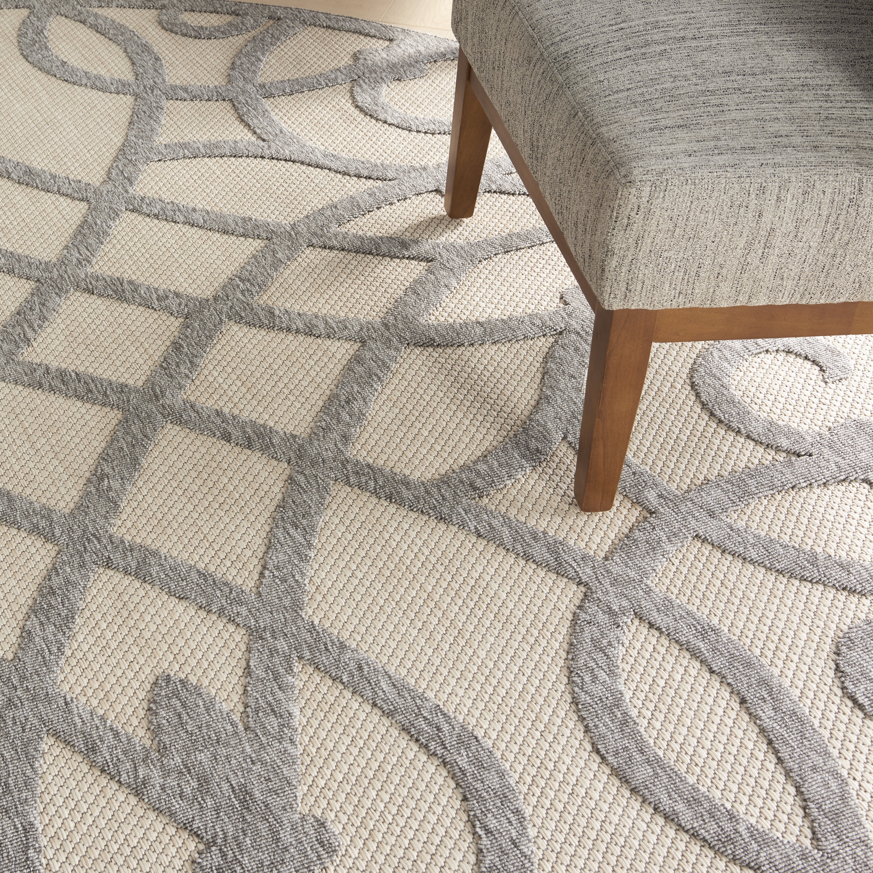 Nourison Palamos Indoor/outdoor Casual Contemporary Cream Grey Area Rug