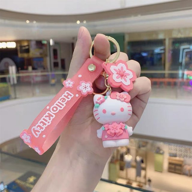 Sanrioed-Llavero Kawaii Kuromi My Melody Cinnamoroll Hellokt, bonito llavero de dibujos animados para bolso de pareja, colgante encantador, hebilla de llave para mochila escolar