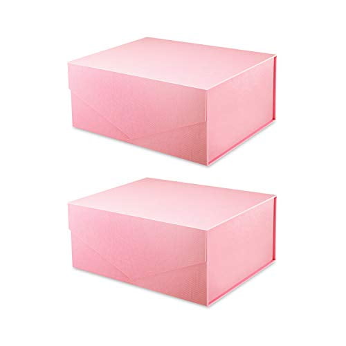 PACKQUEEN 2 Gift Boxes 9.5x7x4 Inches, Sturdy Gift Boxes with Lids, Collapsible Gift Boxes with