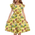 thumbnail image 2 of DAETIROS Girls Easter Dress Flutter Sleeve Tiered Multicolor Floral Print with Bunny Corgi Soft Stretchy 5-14 Years,Size 11 T, 2 of 7