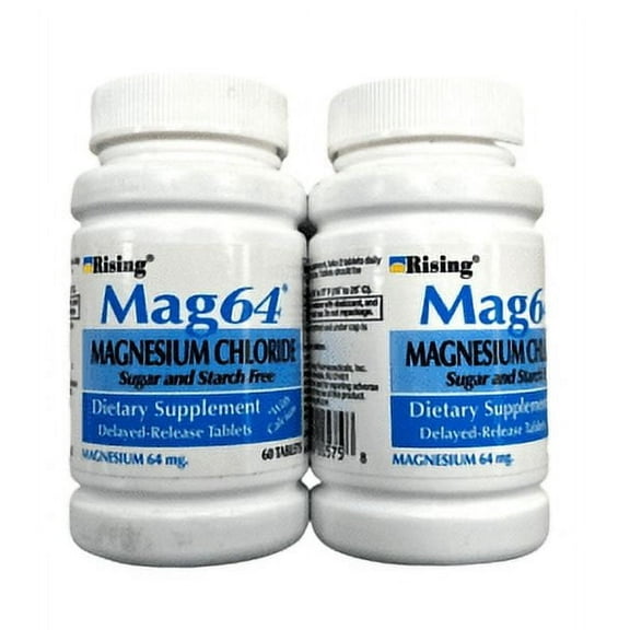 Rising Mag 64 Slow Magnesium Chloride w/ Calcium 60 Tabs ( 2 pack )