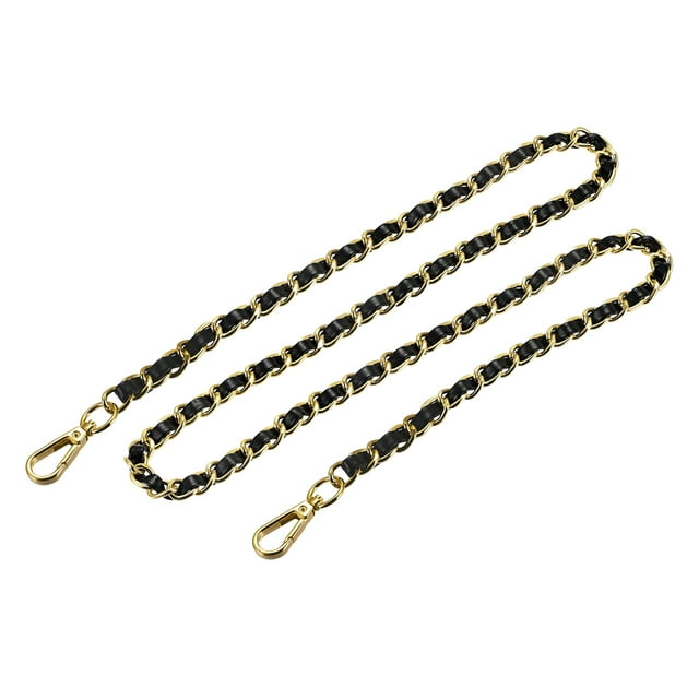 Unique Bargains Purse Chain Strap, 47' Purse Strap Shoulder Bag Replacement Strap(Black/Yellow Gold)