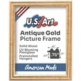 thumbnail image 2 of US Art 14x18 Antique Gold Puzzle Frame .75" Inch Wide - Handmade Solid Wood Picture Frames with Preinstalled Hangers and UV Blocking Plexiglass Frames, 2 of 4