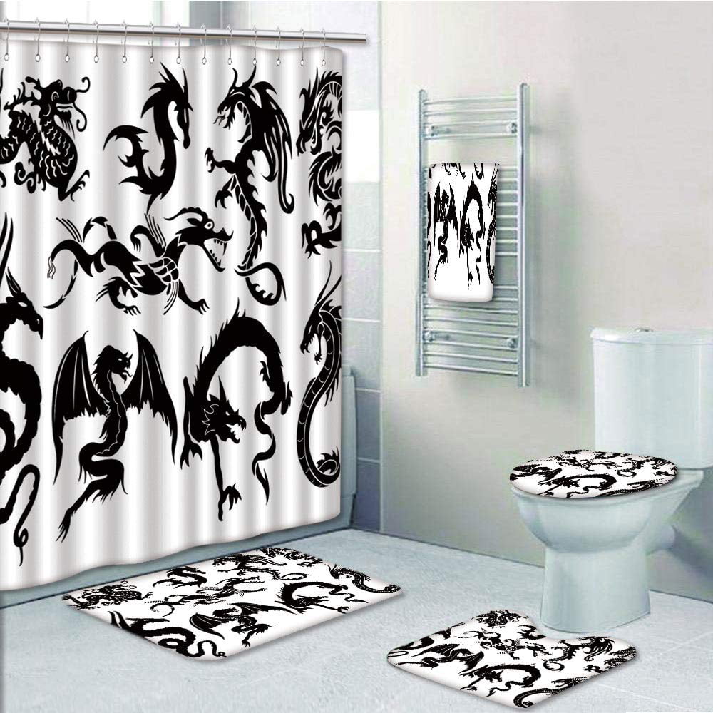 Travel Luggage Cover Suitcase Protector,Japanese Dragon,Monochrome Style Cultural Oriental Creatures Fantastic Ancient Collection,Black White，for Travel