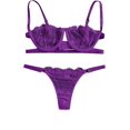 thumbnail image 1 of Conjunto de lencería sexy de 2 piezas con tirantes de encaje para mujer, conjunto de lencería push up Púrpura M Púrpura M Xishao ropa, 1 of 2