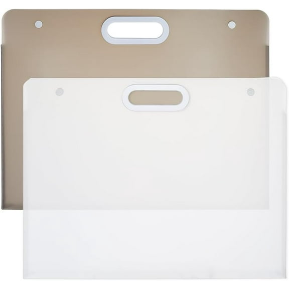 2 Colors Plastic Art Portfolio Large Art Portfolio Folder with Handle Poster Storage Bag 17"x14" Arts Storage Case for Drawing Sketching Photography Black