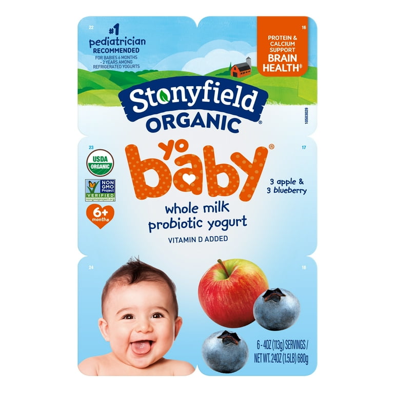 Stonyfield Organic YoBaby Apple Blueberry Whole Milk Baby Yogurt