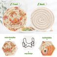 thumbnail image 4 of Haosy Set of 6 Drink Woven Coaster with Holder Heat Resistant Non-Slip Bar Coasters 4 Inches Cute Happy Crabs, 4 of 7